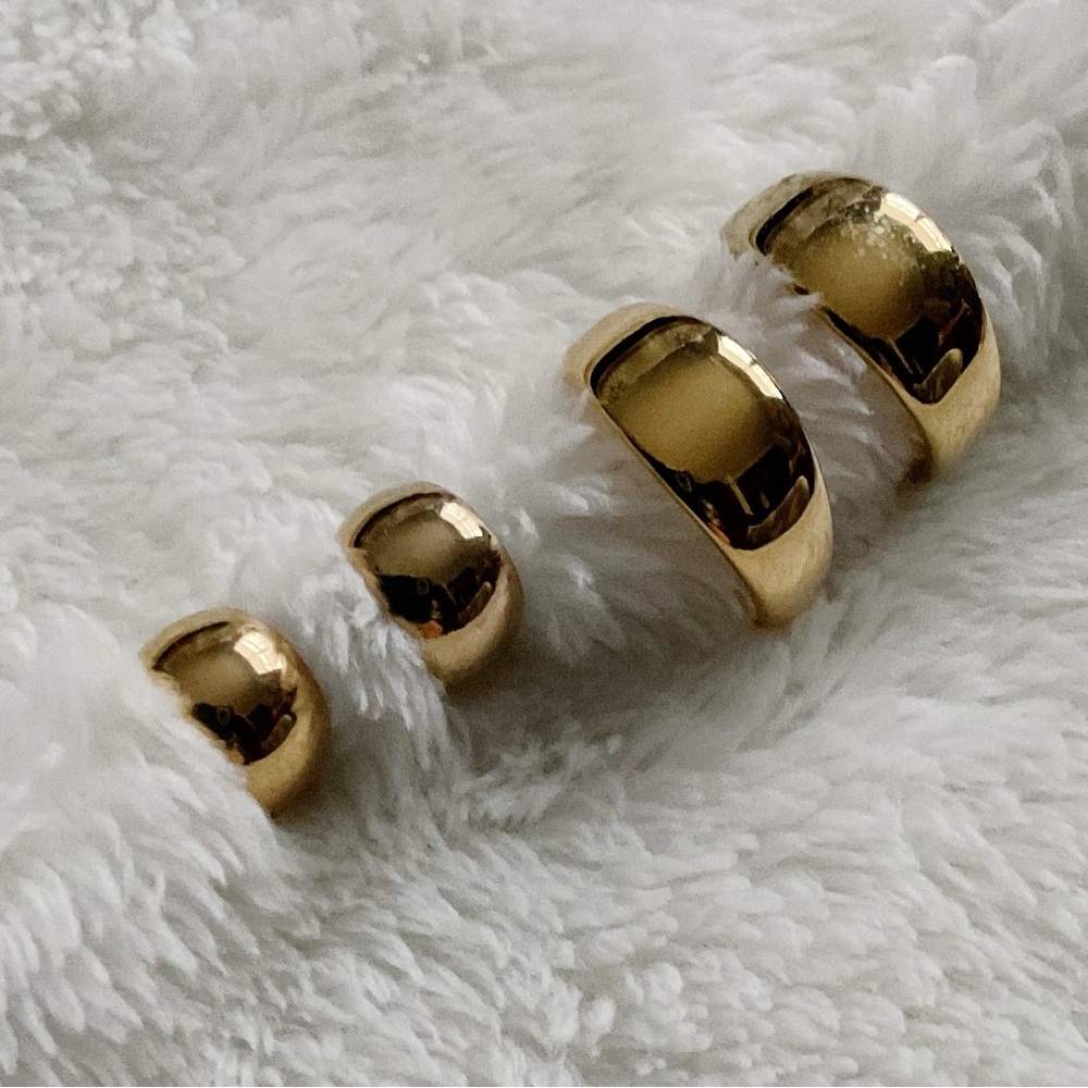 Vintage Gold-Tone Huggie Hoop Earrings – 2 Pair Set – Mini & Small - Picture 3 of 11